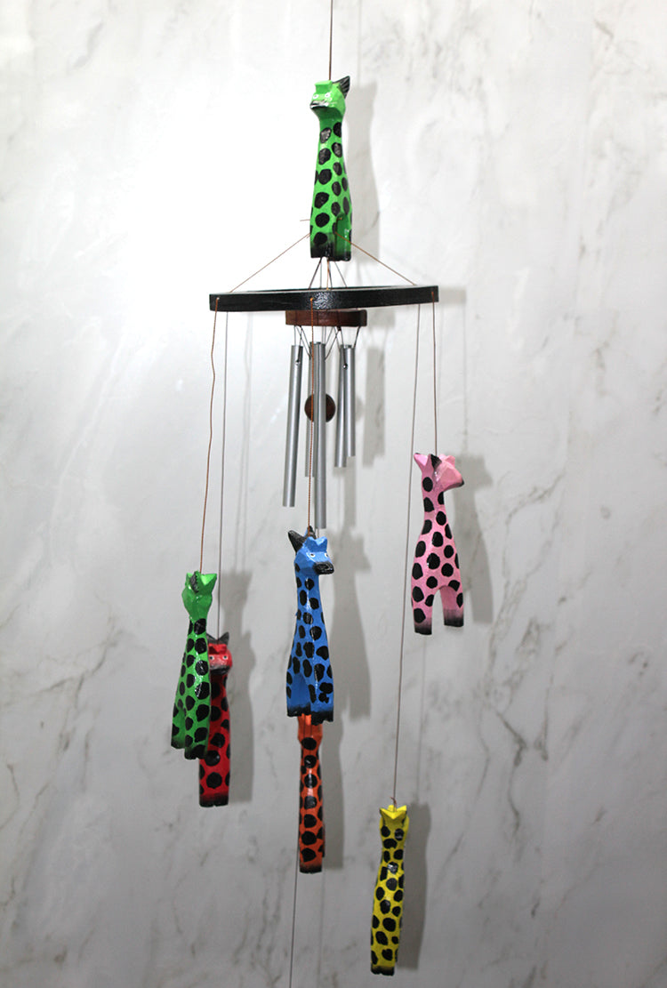 Ahşap Zürafalı Rüzgar Çanı