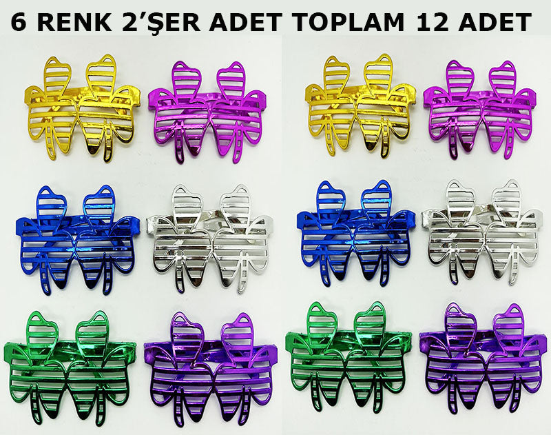 Vegas Casino Temalı Parti Gözlüğü 6 Renk 12 Adet