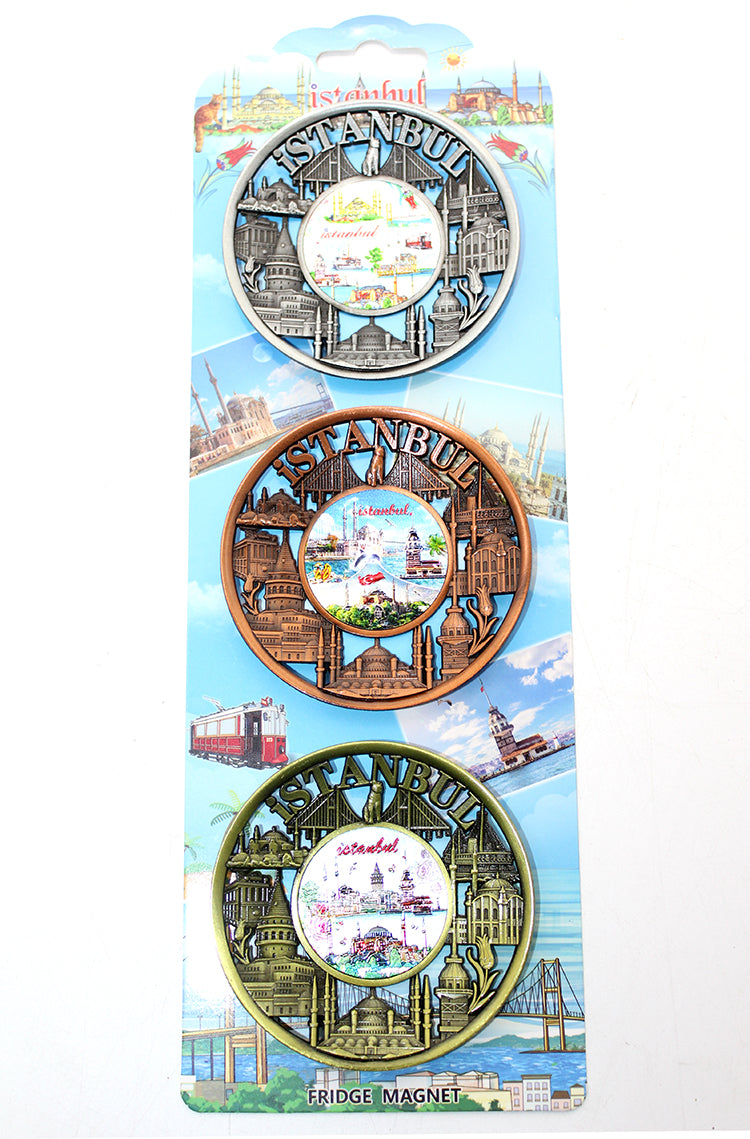 İstanbul Temalı Metal Magnet 3'lü Set Model 2