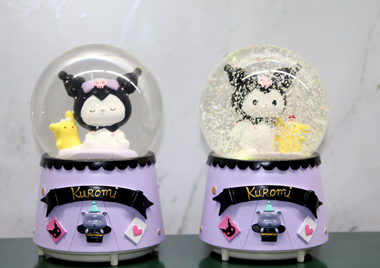 Kuromi İçi Dönmeli Püskürtmeli Işıklı Müzikli Kar Küresi Büyük Boy Model 2