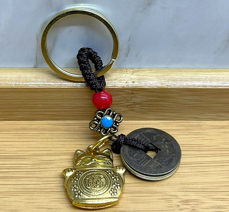 Metal Şans Ve Bereket Kedisi Anahtarlık Model 4