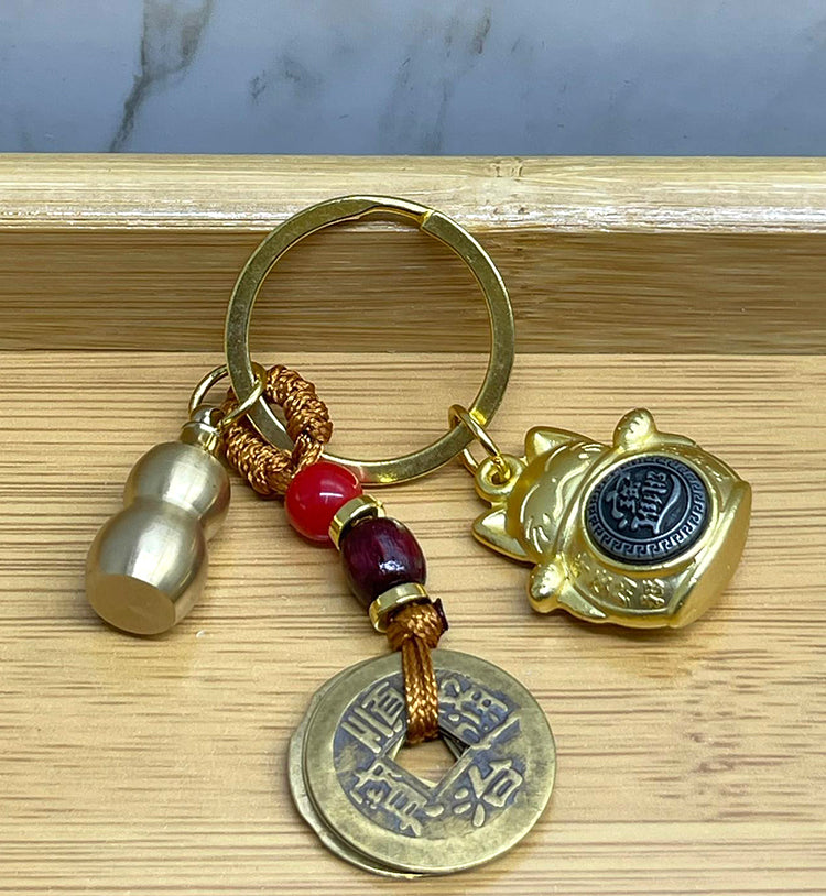 Metal Şans Ve Bereket Kedisi Anahtarlık Model 3
