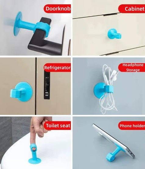 Renkli Vantuzlu Geçmeli Kapı Kolu Stoper 4lü Set