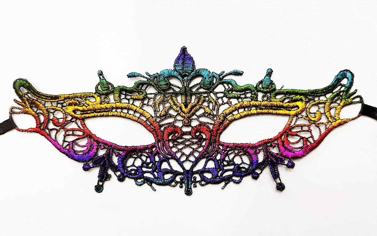 Rengarenk Dantel Kesim Gökkuşağı Balo Maskesi