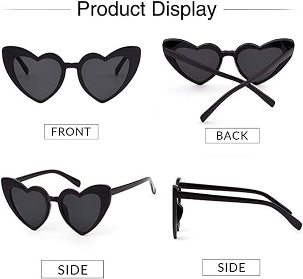 Siyah Renk Kalp Şekilli Parti Gözlüğü