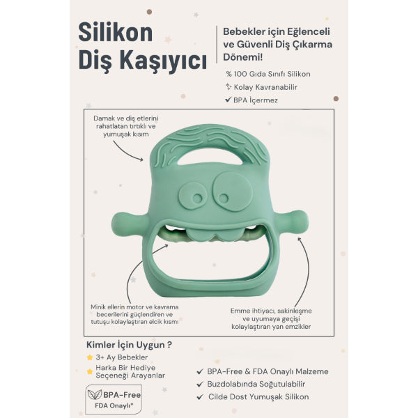 Koyu Yeşil Bebek Silikon Diş Kaşıyıcı