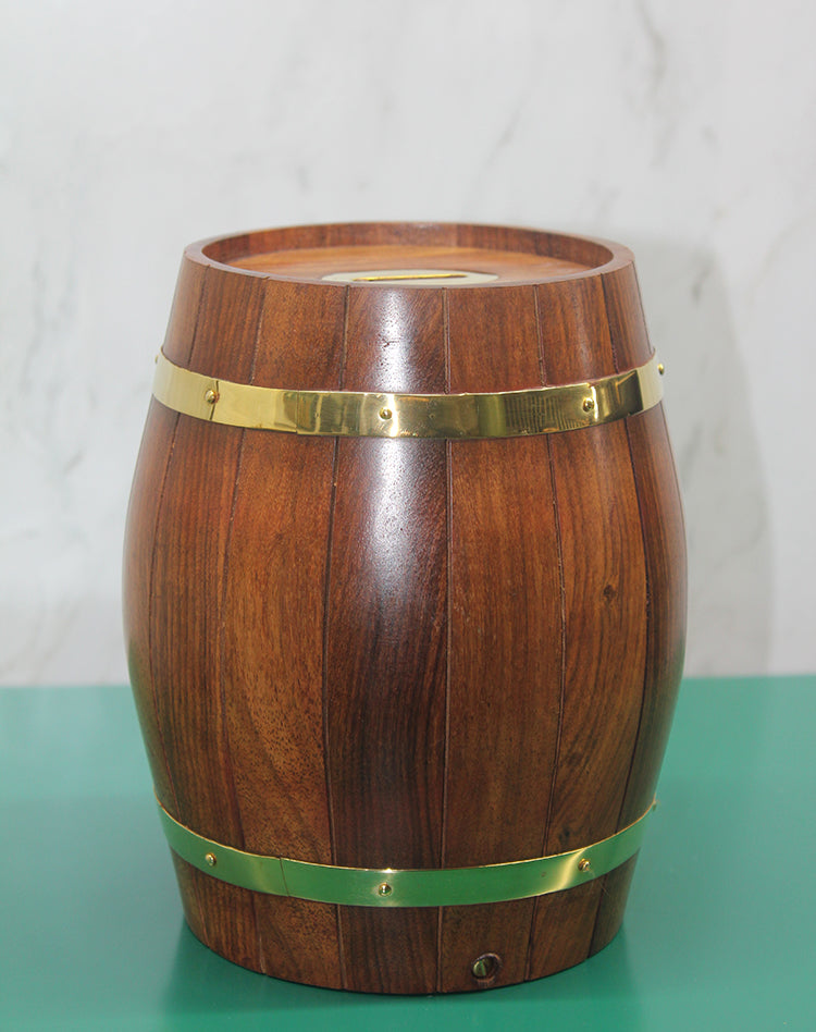 Pirinç Detaylı Fıçı Kumbara Model 3