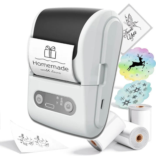 Beyaz Kablosuz Portatif Etiket Yazıcısı
