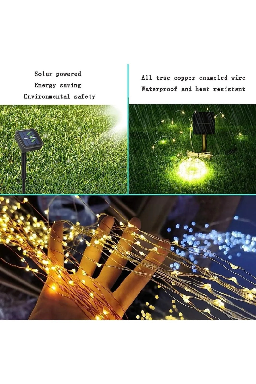 Güneş Enerjili 200 LED Dış Mekan Aydınlatma Şeridi