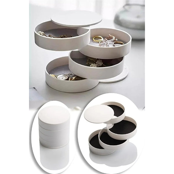 4 Katlı Dönen Silindir Takı Organizeri