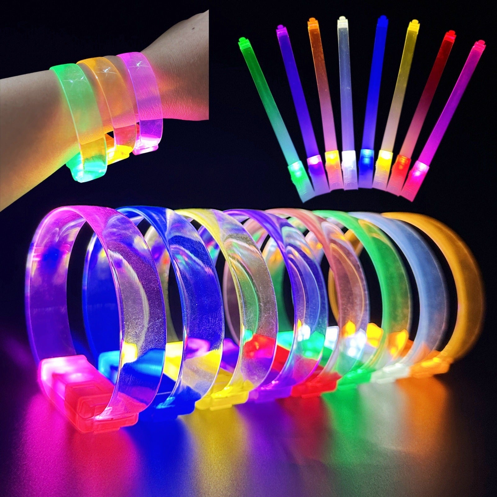 3 Modlu Pilli LED Işıklı Esnek Parti Bilekliği Sarı