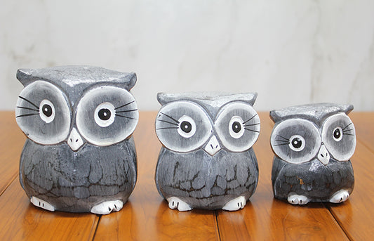 Ahşap 3'lü Baykuş Seti Model 2