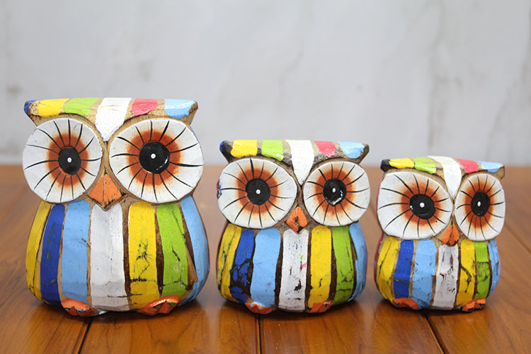 Ahşap 3'lü Baykuş Seti Model 4