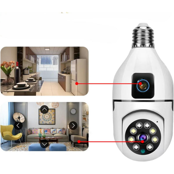 Çift Lensli Duy Girişli Kablosuz Ampul Kamera