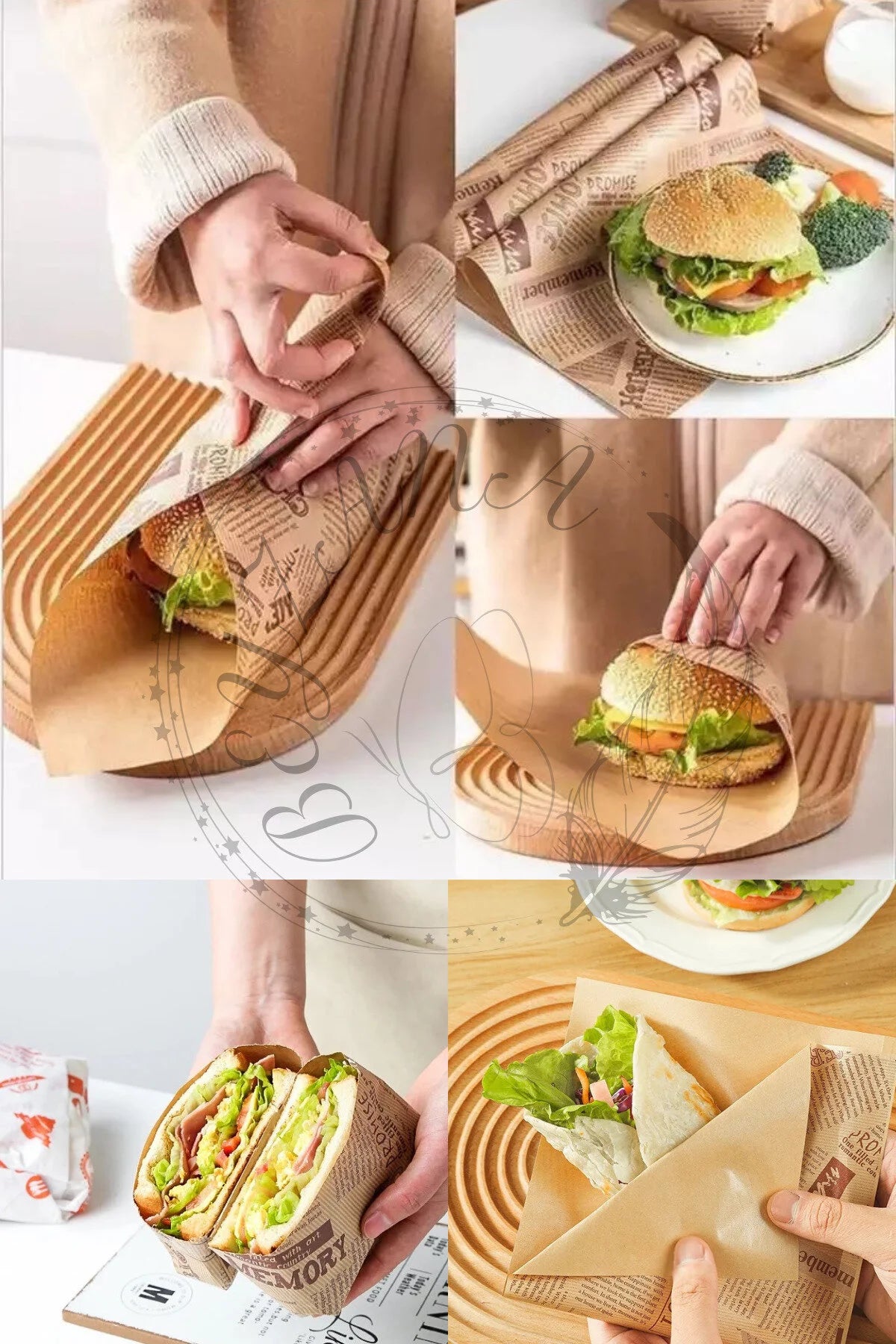 Vintage Gazete Desenli Sunum Kağıdı 50 Adet