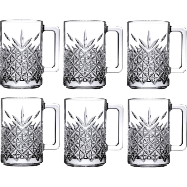 6'lı Kulplu Kristal Meşrubat Bardağı