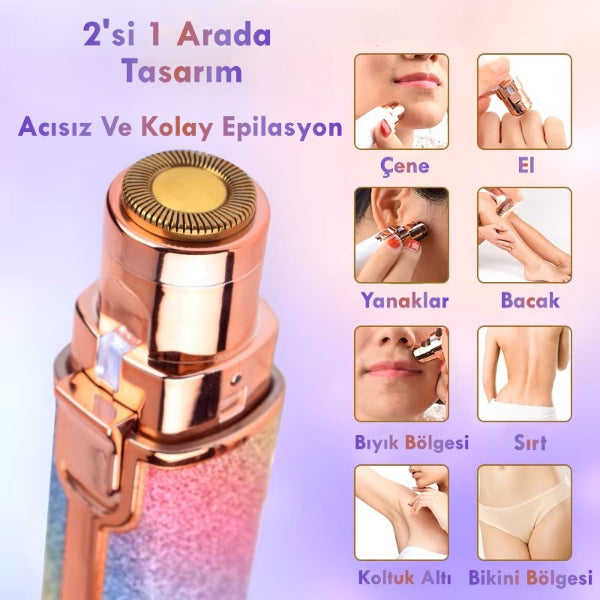 Simli 2'si 1 Arada Yüz Kaş Bıyık Epilatör