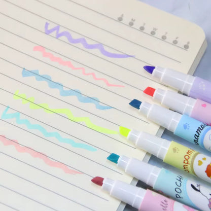 6'lı Fosforlu Kalem Seti - Sanrio Karakterleri, Kuromi, Hello Kitty