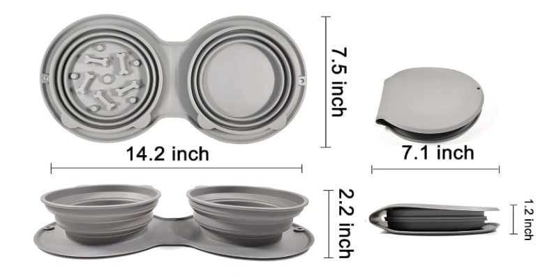 Mikopet Katlanabilir İkili Mama ve Su Kabı