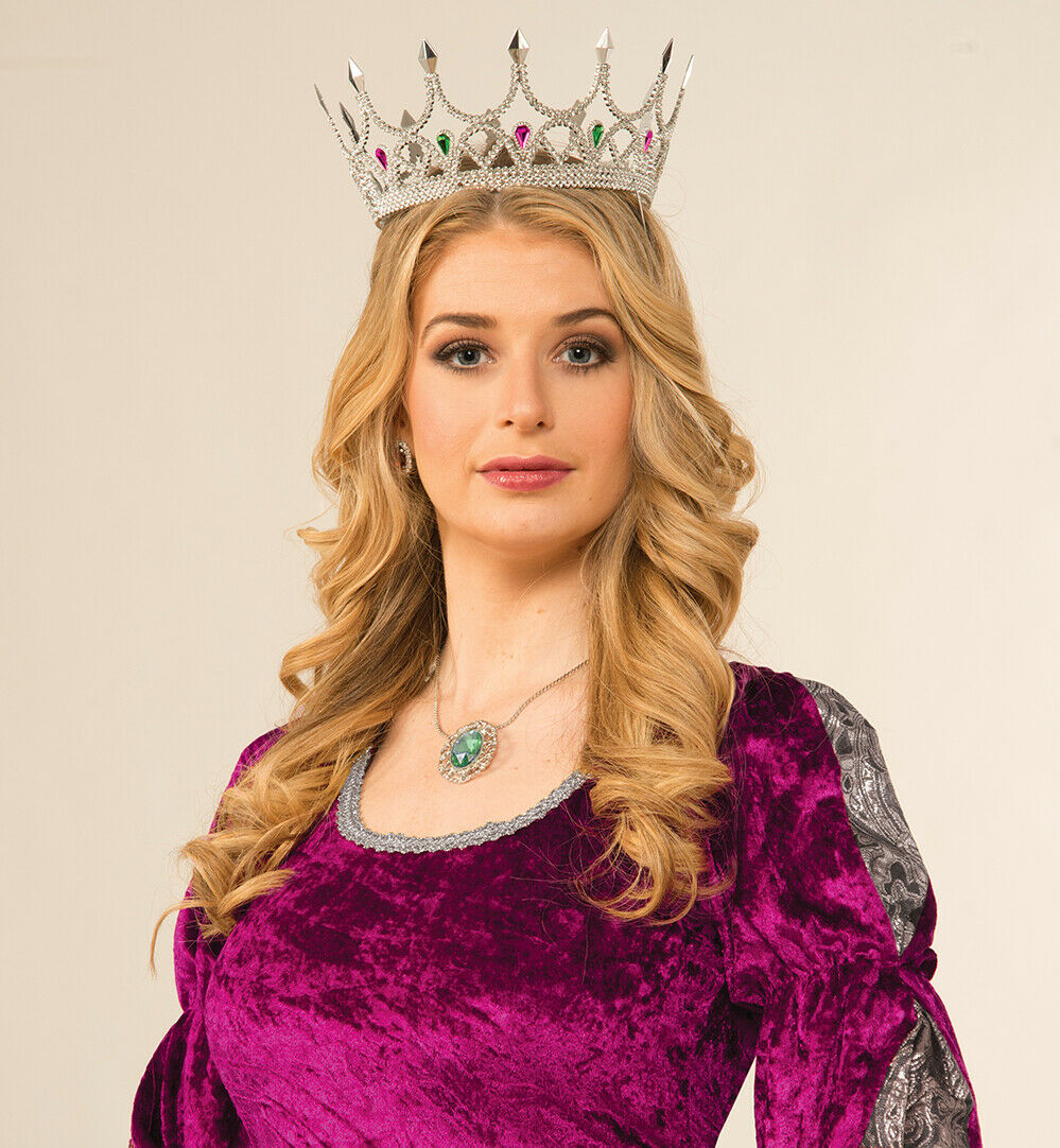 Taşlı Rönesans Kraliyet Gümüş Renk Kraliçe Tacı