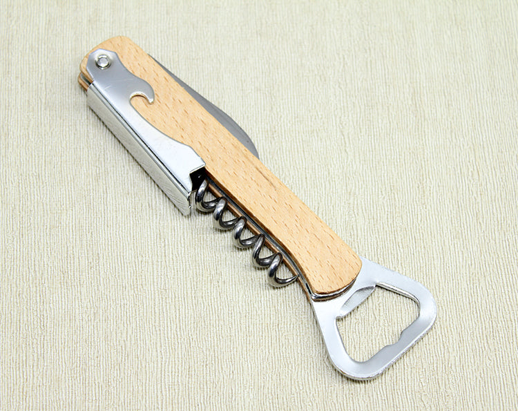 Ahşap Paslanmaz Çelik Tirbuşon Açacak