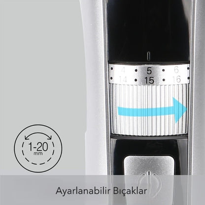 Şarjlı Ayarlanabilir Başlıklı Saç Sakal Traş Makinesi