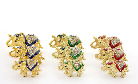 Swarovski Taşlı 3'lü Fil Figürü Model 1