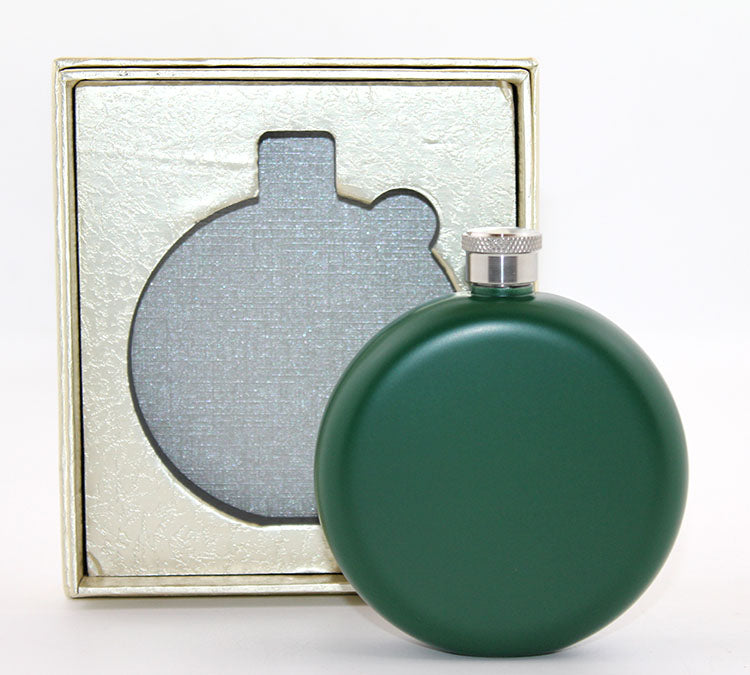 Paslanmaz Çelik Yuvarlak Matara 5 Oz Yeşil Renk