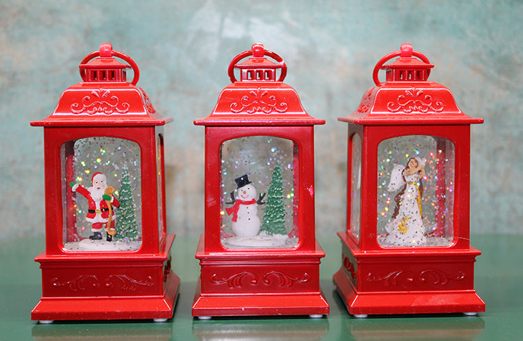 Yılbaşı Temalı Işıklı Müzikli Kar Küresi Kırmızı Tasarımlı