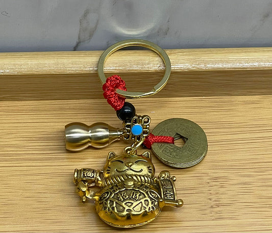 Metal Şans Ve Bereket Kedisi Anahtarlık Model 1