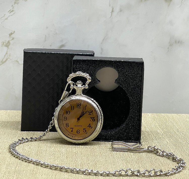 Özel Kutulu Camlı Gümüş Köstekli Saat