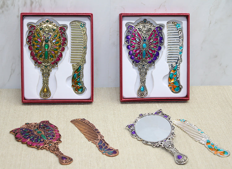 Kelebek Ayna Ve Tarak Seti Küçük Boy