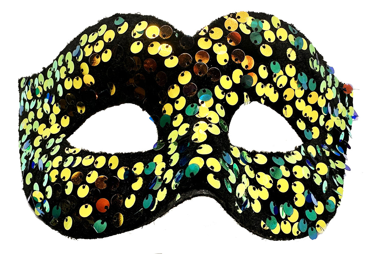 Altın Renk Pul Payet İşlemeli Balo Maskesi