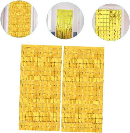 Altın Renk Disko Dikdörtgen Kesim Kapı Perdesi Altın