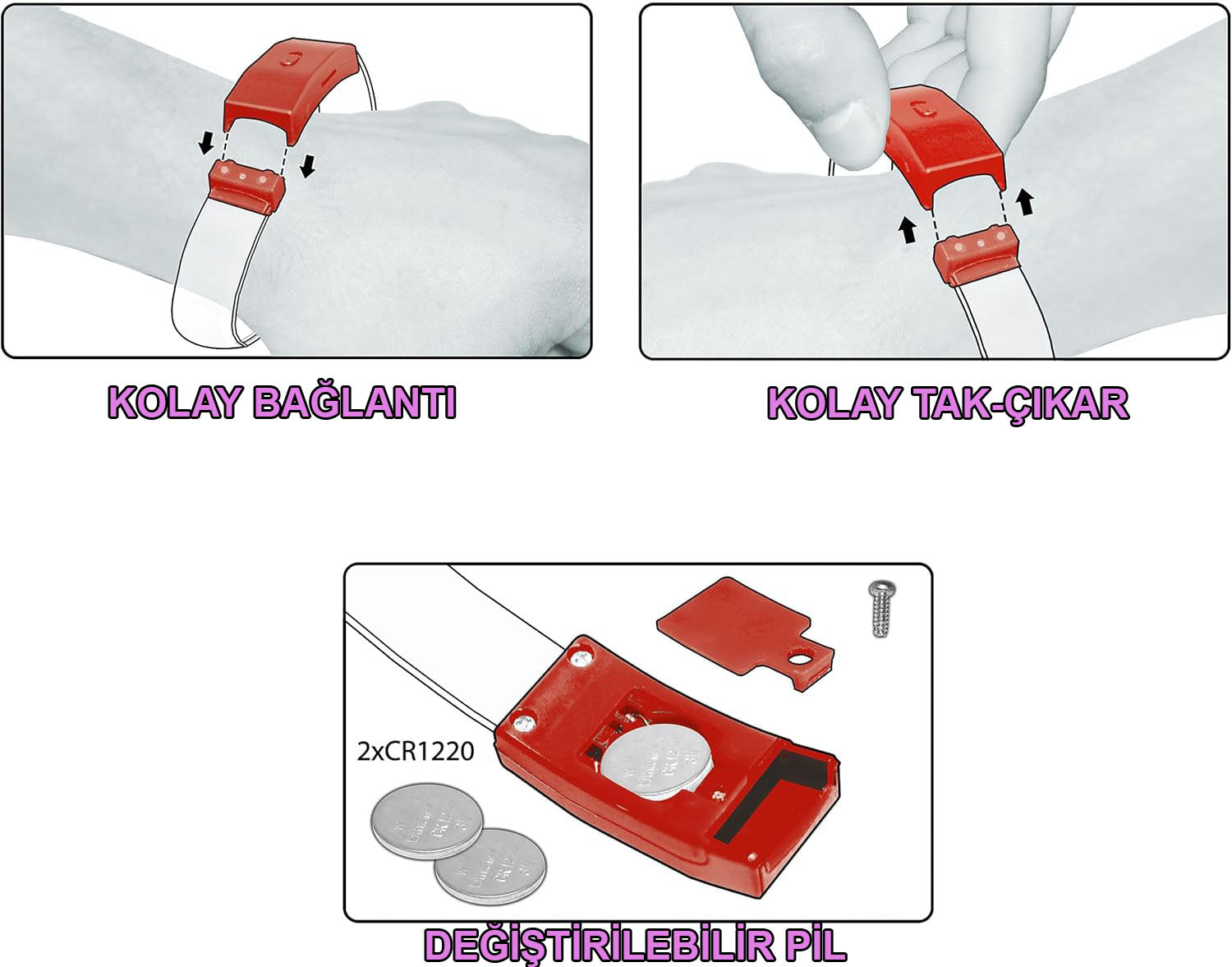 Festival &amp; Parti LED Bileklik 3 Farklı Mod Işıklı 1 Adet