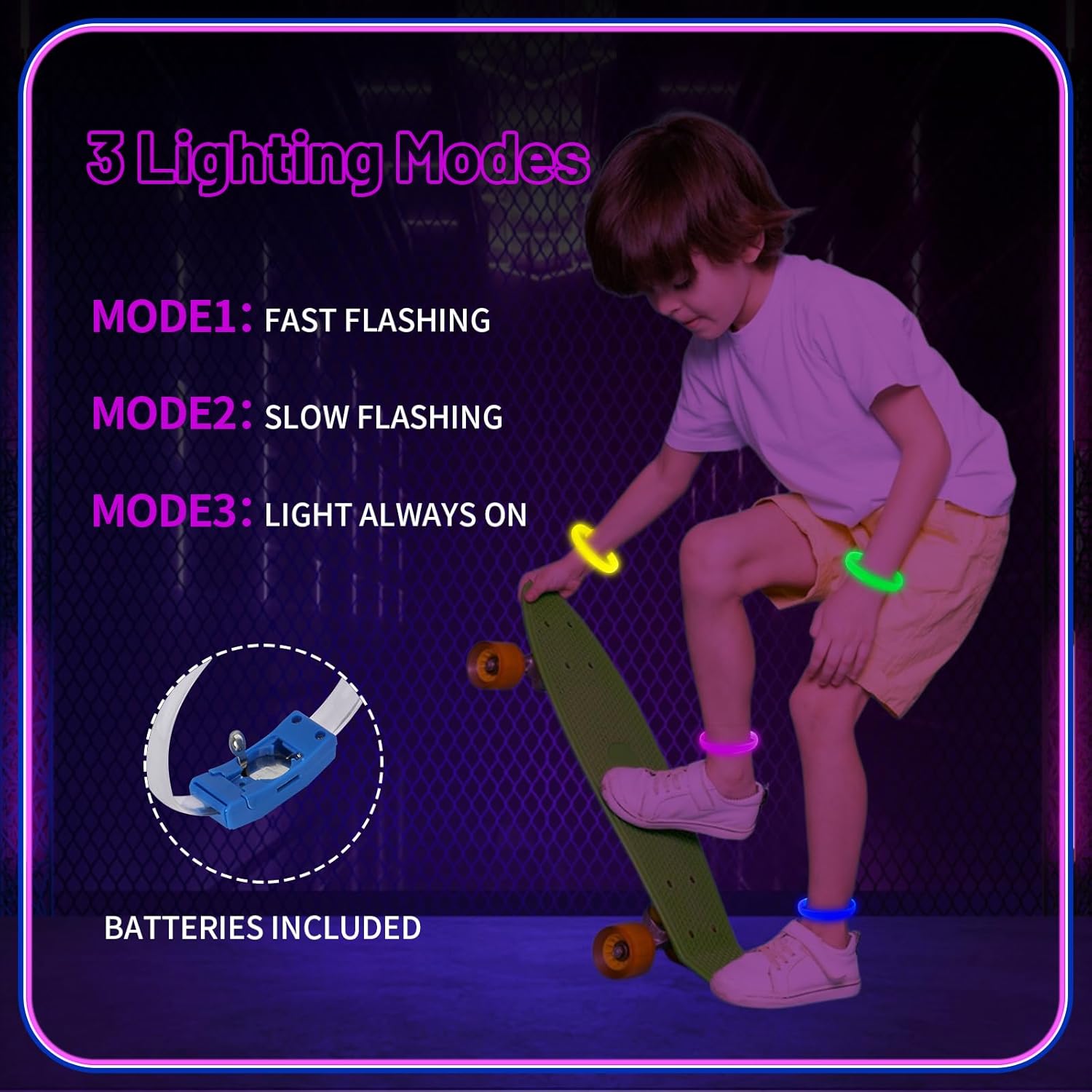 Festival &amp; Parti LED Bileklik 3 Farklı Mod Işıklı 1 Adet