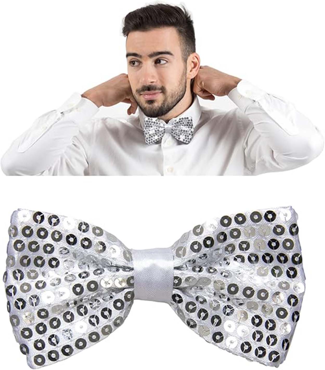 Gümüş Payetli Pullu Papyon