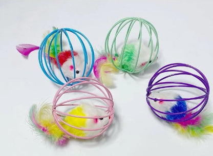 KAFESLI FARELI KEDI KÖPEK OYUN TOPU