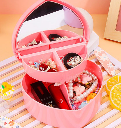 Kalp Tasarımlı Aynalı Takı Saklama Kutusu