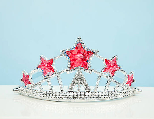 Kırmızı Yıldız Taşlı Plastik Elsa Tacı Çocuk Boy