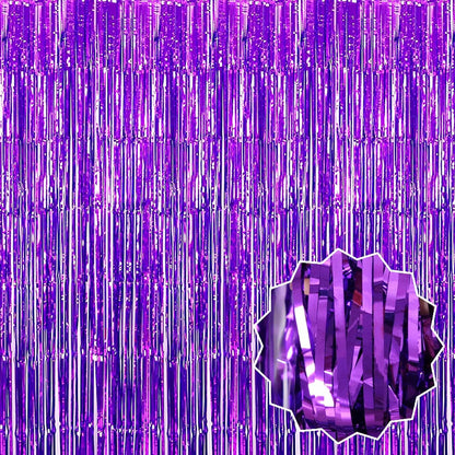 Mor Ekstra Metalize Saçaklı Arka Fon Perde