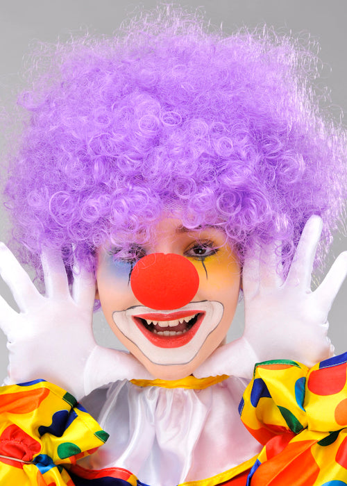 Mor Renk Kıvırcık Bonus Peruk ve Kırmızı Burun Seti