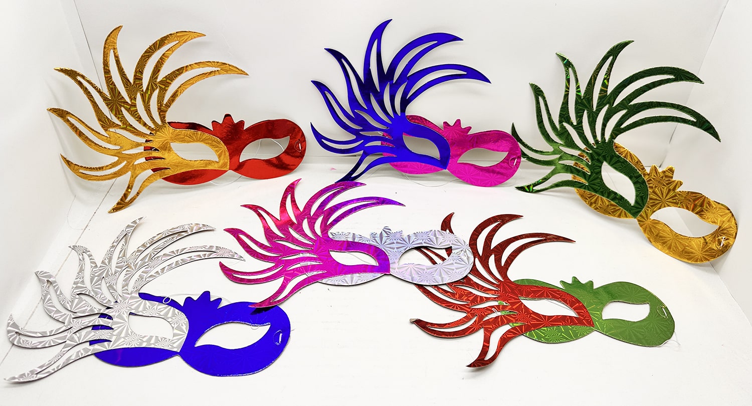 Rengarenk Kağıt Parti Balo Maskesi 6 Adet