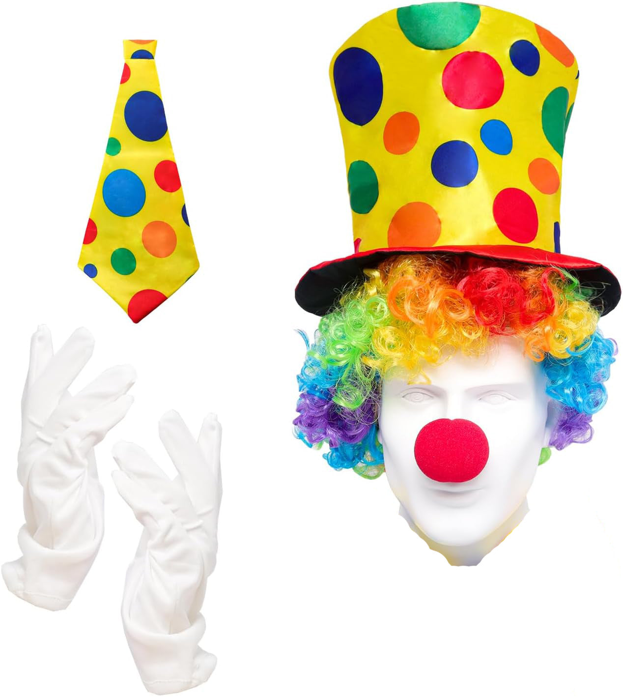 Renkli Palyaço Kostüm Seti – 5 Parça Aksesuar