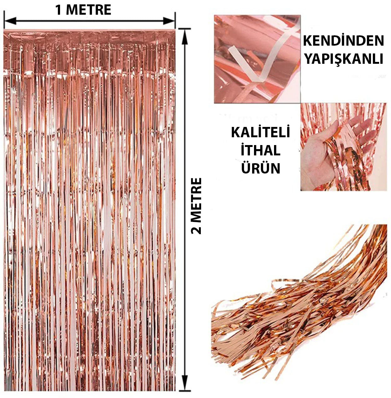 Rose Gold Püsküllü Kapı Perdesi