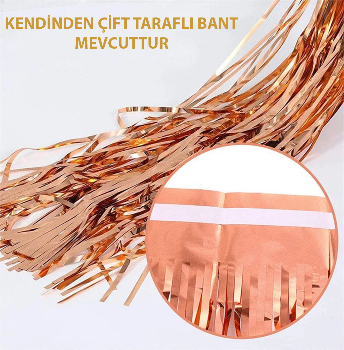 Rose Gold Püsküllü Kapı Perdesi