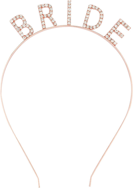 Rose Gold Bekarlığa Veda Kristal Taş Bride Tacı