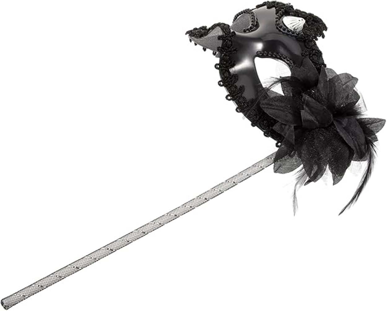 Siyah Işıltılı Tutmalı Fotoğraf Çekimi Maskesi