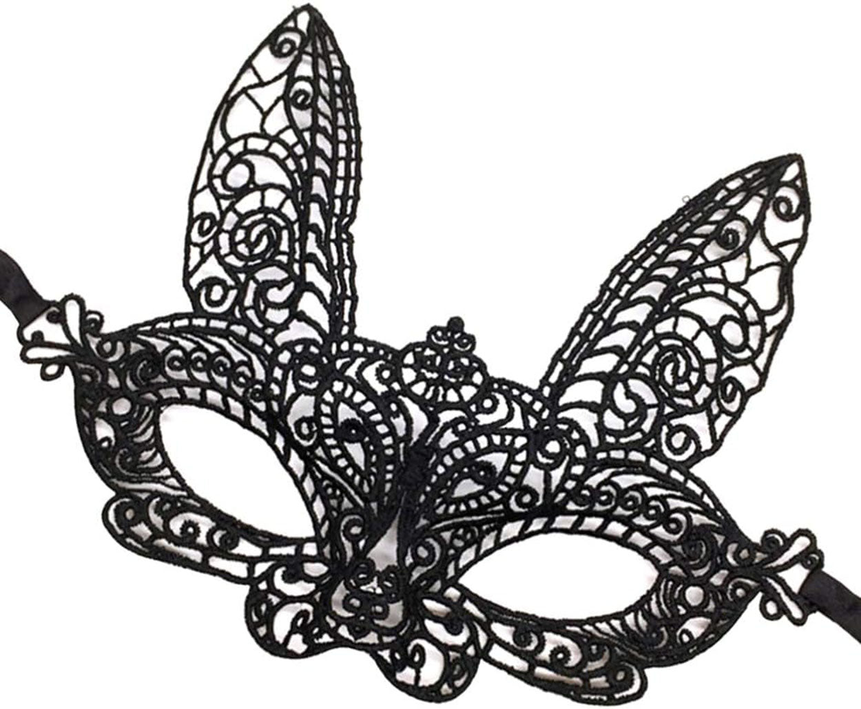 Siyah Dantel Kesim Balo Parti Maskesi 7 No