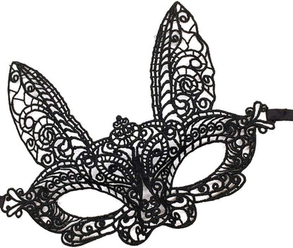 Siyah Dantel Kesim Balo Parti Maskesi 7 No